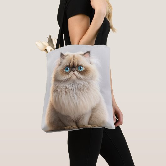 TOTE BAG CHAT PERSAN FLUFFY DE COULEUR CRÈME (De près)