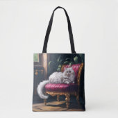 Tote Bag Chat perse blanc (Devant)