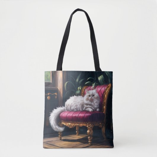 Tote Bag Chat perse blanc (Devant)