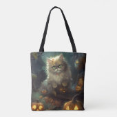 Tote Bag Chat perse d'Halloween avec effroi Citrouille (Dos)