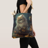 Tote Bag Chat perse d'Halloween avec effroi Citrouille (De près)