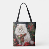 Tote Bag Chat perse en Noël de neige (Dos)