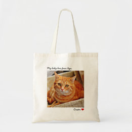 Tote Bag Chat personnalisé avec grande photo