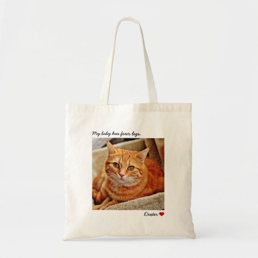 Tote Bag Chat personnalisé avec grande photo (Devant)
