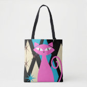 Tote Bag Chat Rétro Branché Milieu de Siècle Moderne (Devant)