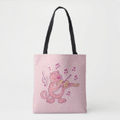 Tote Bag Chat rose avec violon (Devant)
