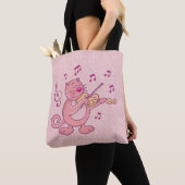 Tote Bag Chat rose avec Violon (De près)