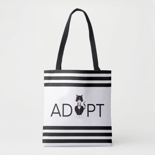 Tote Bag Chat sauvage moderne en smoking Adopt (Devant)