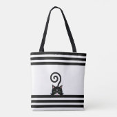 Tote Bag Chat sauvage Tuxedo moderne en noir et blanc (Dos)