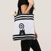 Tote Bag Chat sauvage Tuxedo moderne en noir et blanc (De près)