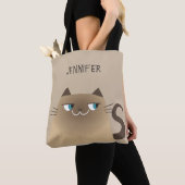 Tote Bag Chat siamois personnalisé (De près)