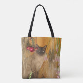 Tote Bag Chat Siamois Poser Avec Fleurs Animaux (Dos)