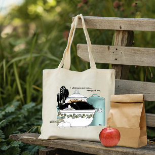 Tote Bag Chat smoking en smoking vintage rétro cuisine aqua