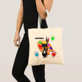 Tote Bag Chat Smoking Et Palette De Peinture (Devant (produit))