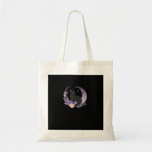 Tote Bag Chat Sorcière Fleurs de Lune Pastel Gothique Gobli