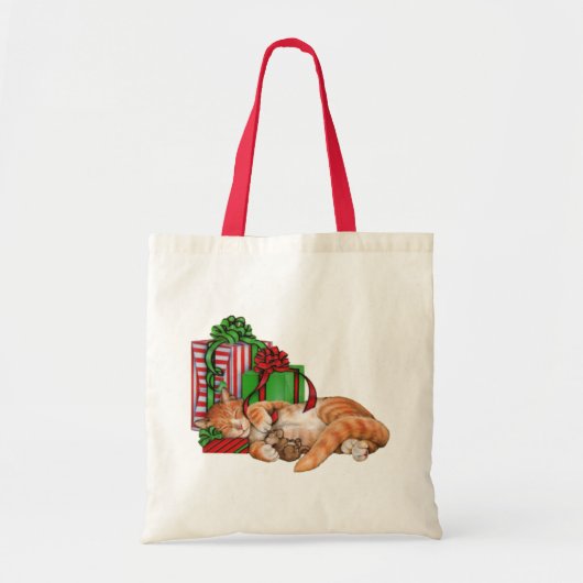 Tote Bag Chat, souris et cadeaux de Noël mignons (Devant)
