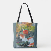 Tote Bag chat sous un buisson à fleurs A.I. amélioré (Dos)