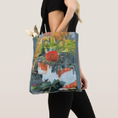 Tote Bag chat sous un buisson à fleurs A.I. amélioré (De près)