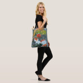 Tote Bag chat sous un buisson à fleurs A.I. amélioré (Sur le modèle)