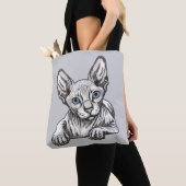 Tote Bag Chat Sphynx sans poils (De près)