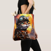 Tote Bag Chat Steampunk II (De près)
