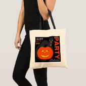 Tote Bag Chat sur Citrouille, Halloween (Devant (produit))