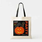 Tote Bag Chat sur Citrouille, Halloween (Dos)