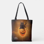 Tote Bag Chat sur le ballon d'Halloween (Dos)