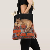 Tote Bag Chat sur mur de brique (De près)