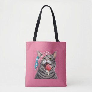 Tote Bag Chat tabby gris drôle d'été
