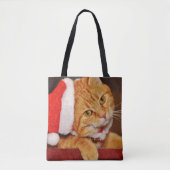 Tote Bag Chat Tabby Orange de Noël (Devant)