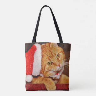 Tote Bag Chat Tabby Orange de Noël