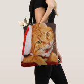 Tote Bag Chat Tabby Orange de Noël (De près)