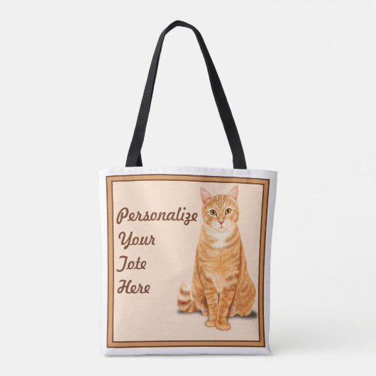 Tote Bag Chat Tabby Orange personnalisé (Dos)