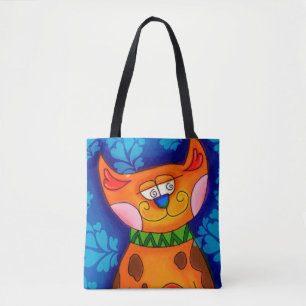 Tote Bag Chat Tabby Orange Souriant