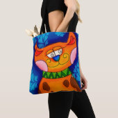 Tote Bag Chat Tabby Orange Souriant (De près)
