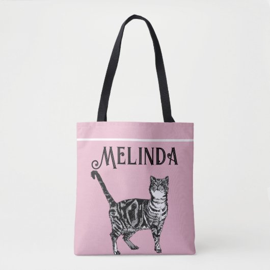 Tote Bag Chat Tabby Pastel Chats Enfants Filles Rose clair (Devant)