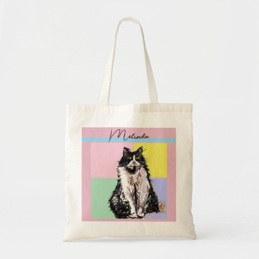 Tote Bag Chat Tabby Pastel Chats Enfants Filles Rose clair (Devant)