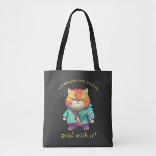Tote Bag Chat Têtu Devoir Avec Elle Mignonne Adorable Drôle