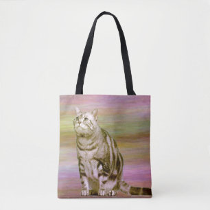 Tote Bag Chat tigré argenté