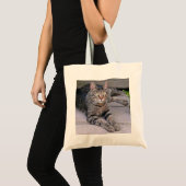 Tote Bag Chat tigré Brown dehors (Devant (produit))