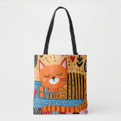 Tote Bag Chat tigré orange (Devant)
