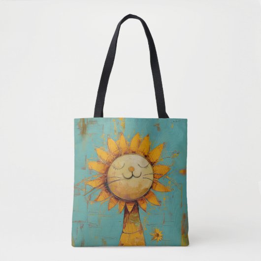 Tote Bag Chat Tournesol Mignonne S'Amuser Dans La Peinture  (Devant)