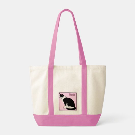 Tote Bag Chat Tuxedo noir et blanc Personnalisé (Dos)