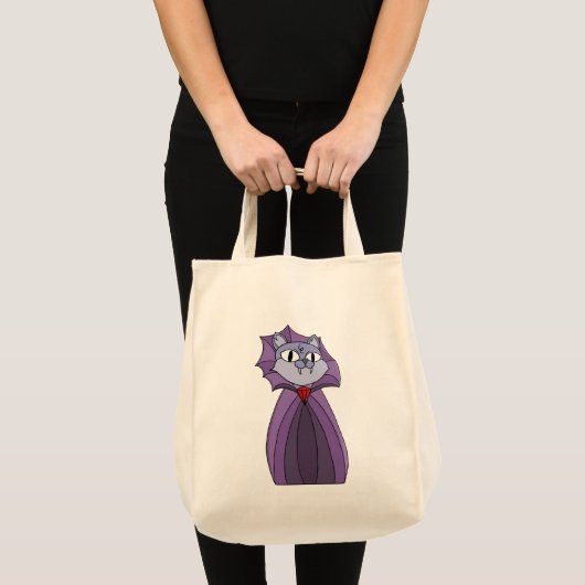 Tote Bag Chat Vampire à Purple Cape (Devant (produit))