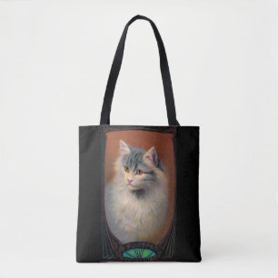 Tote Bag chat vintage illustration art nouveau élégant