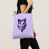 Tote Bag Chat violet élégant (De près)