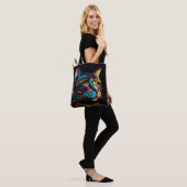 Tote Bag Chat visage couleur néon (Sur le modèle)