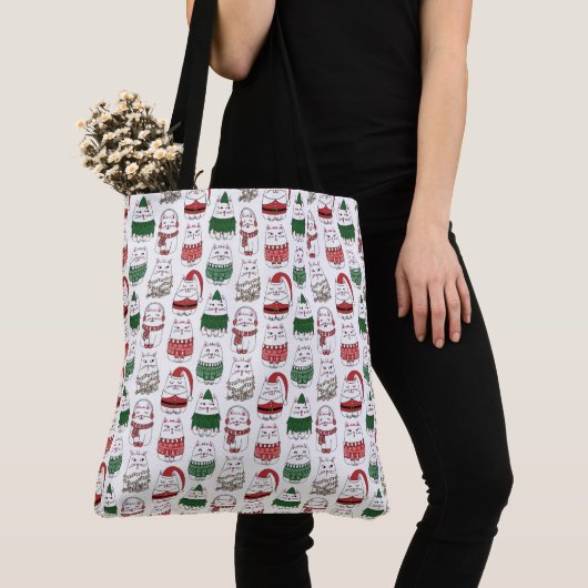 Tote Bag Chat X-mas mignon et drôle (De près)