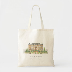 Tote Bag Chateau Chateau Manor Watercolor Mariage